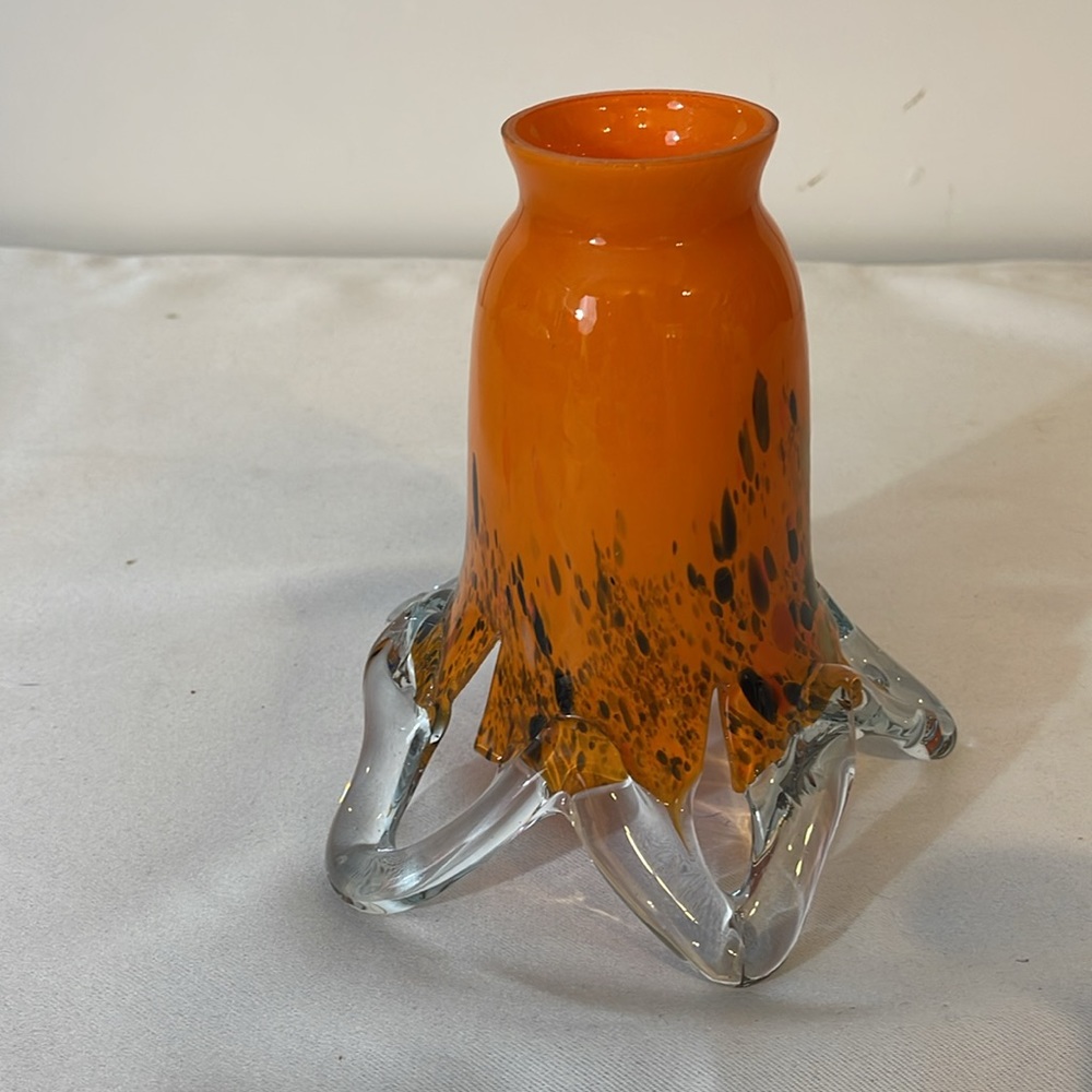 Handmade Flowing Blown Glass Tulip Shade Orange Multi - Picture 5 of 8